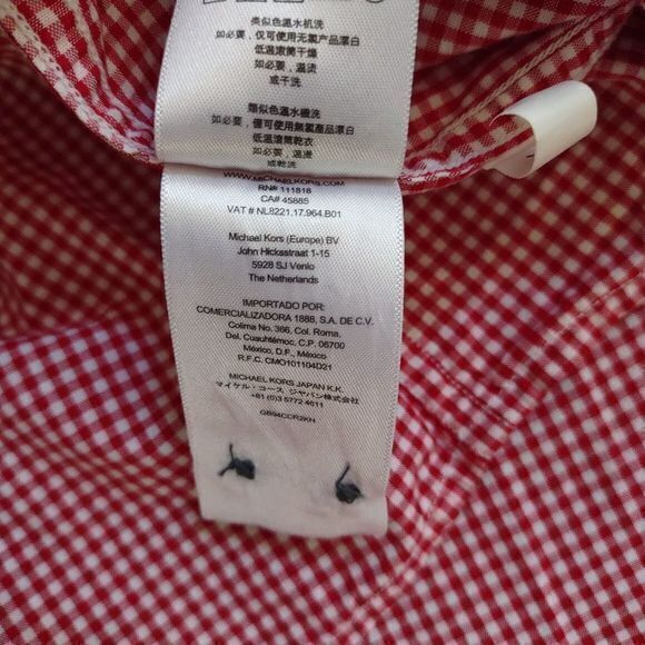 Michael Kors Red Gingham Tailored/Classic Fit Long Sleeve Button Down Size XL - Picture 8 of 9